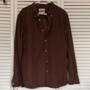 Madewell Men's Casual Brown Corduroy Button Down Shirt